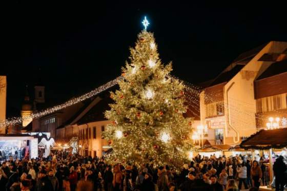 centrum trnavy zije adventnymi trhmi na trojicnom namesti rozsvietili vianocny stromcek